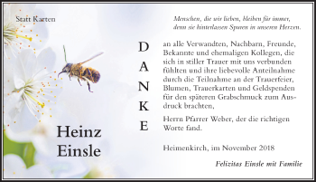 Traueranzeige von Heinz Einsle von Der Westallgäuer