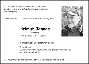 Traueranzeige von Helmut Jennes von Allgäuer Zeitung,Kempten