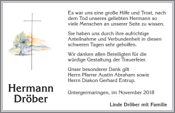 Traueranzeige von Hermann Dröber von Allgäuer Zeitung, Kaufbeuren/Buchloe