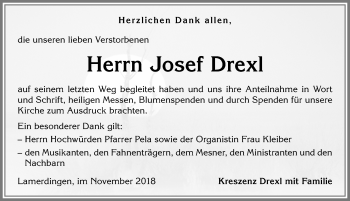 Traueranzeige von Josef Drexl von Allgäuer Zeitung, Kaufbeuren/Buchloe