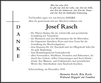 Traueranzeige von Josef Rasch von Der Westallgäuer