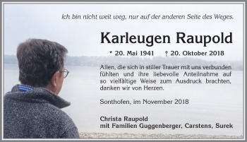 Traueranzeige von Karleugen Raupold von Allgäuer Anzeigeblatt