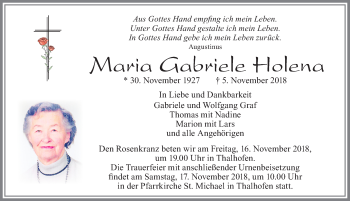 Traueranzeige von Maria Gabriele Holena von Allgäuer Zeitung