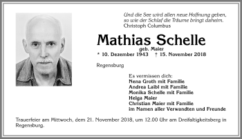 Traueranzeige von Mathias Schelle von Allgäuer Zeitung, Kaufbeuren/Buchloe
