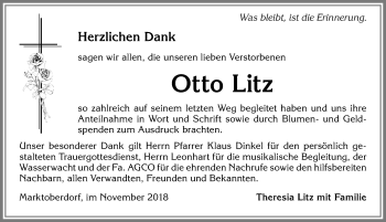 Traueranzeige von Otto Litz von Allgäuer Zeitung, Marktoberdorf