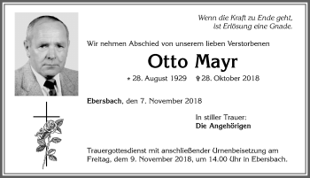 Traueranzeige von Otto Mayr von Allgäuer Zeitung, Marktoberdorf