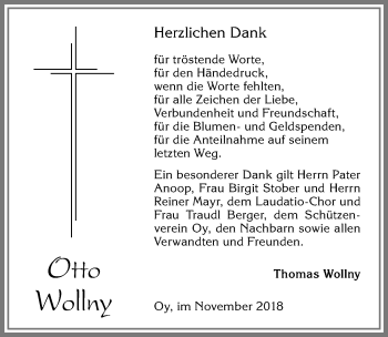 Traueranzeige von Otto Wollny von Allgäuer Zeitung,Kempten