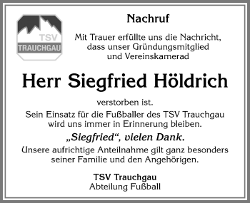 Traueranzeige von Siegfried Höldrich von Allgäuer Zeitung, Füssen
