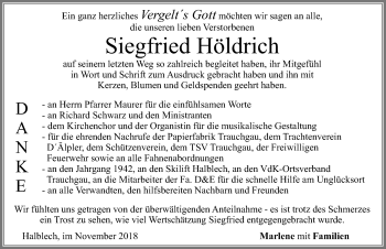 Traueranzeige von Siegfried Höldrich von Allgäuer Zeitung, Füssen