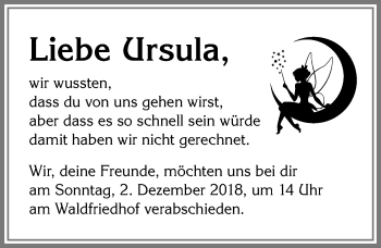Traueranzeige von Ursula  von Allgäuer Zeitung, Füssen