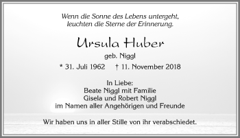 Traueranzeige von Ursula Huber von Allgäuer Zeitung, Füssen