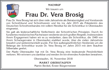 Traueranzeige von Vera Brosig von Allgäuer Anzeigeblatt