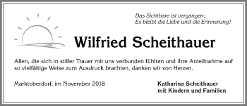Traueranzeige von Wilfried Scheithauer von Allgäuer Zeitung, Marktoberdorf