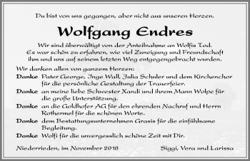 Traueranzeige von Wolfgang Endres von Memminger Zeitung