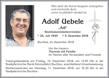 Traueranzeige von Adolf Uebele von Allgäuer Zeitung