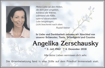 Traueranzeige von Angelika Zerschausky von Allgäuer Anzeigeblatt