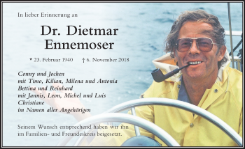Traueranzeige von Dietmar Ennemoser von Der Westallgäuer