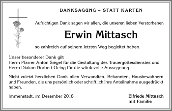 Traueranzeige von Erwin Mittasch von Allgäuer Anzeigeblatt