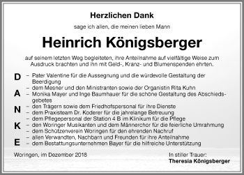 Traueranzeige von Heinrich Königsberger von Memminger Zeitung