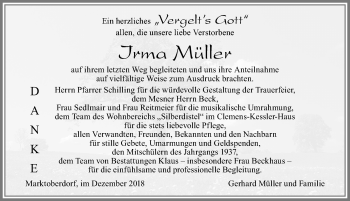 Traueranzeige von Irma Müller von Allgäuer Zeitung, Marktoberdorf