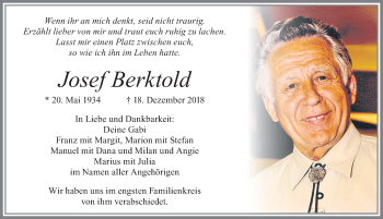 Traueranzeige von Josef Berktold von Allgäuer Zeitung, Füssen