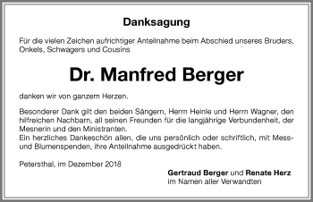 Traueranzeige von Manfred Berger von Allgäuer Zeitung,Kempten