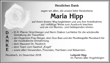 Traueranzeige von Maria Hipp von Allgäuer Zeitung,Kempten