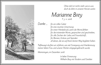 Traueranzeige von Marianne Brey von Memminger Zeitung