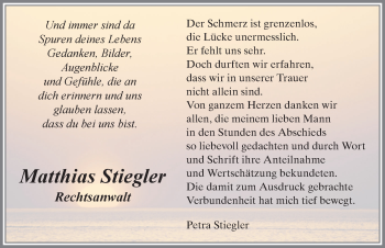 Traueranzeige von Matthias Stiegler von Allgäuer Zeitung, Füssen