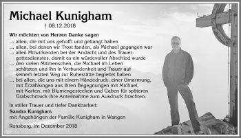 Traueranzeige von Michael Kunigham von Allgäuer Zeitung, Marktoberdorf
