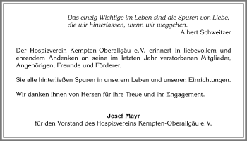 Traueranzeige von Nachruf  von Allgäuer Zeitung