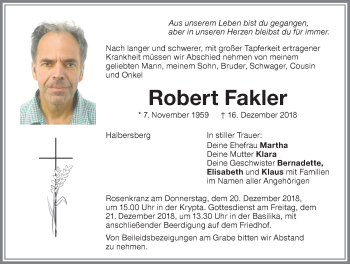 Traueranzeige von Robert Fakler von Memminger Zeitung