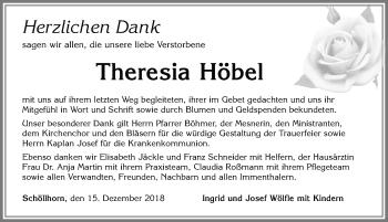 Traueranzeige von Theresia Höbel von Allgäuer Zeitung, Marktoberdorf