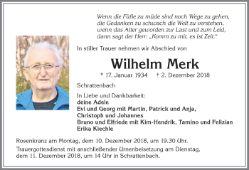 Traueranzeige von Wilhelm Merk von Allgäuer Zeitung,Kempten