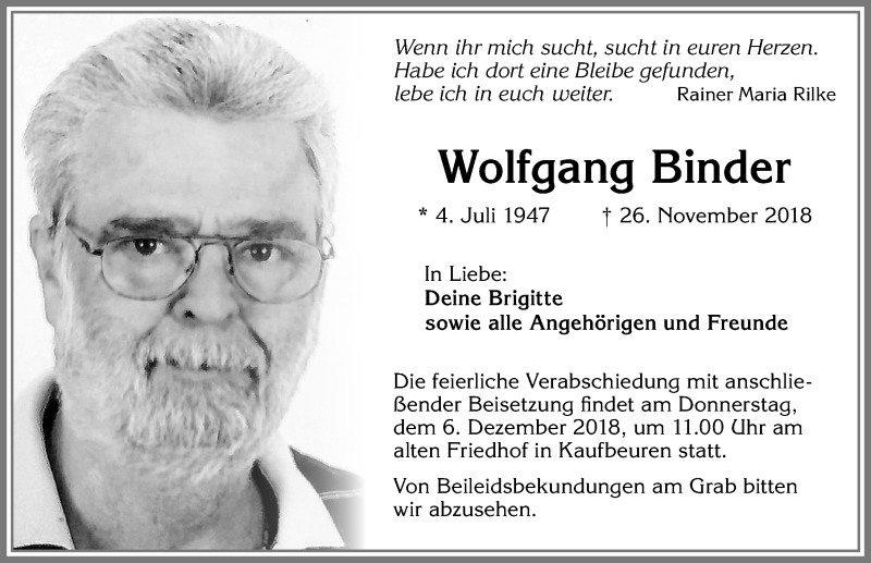 Wolfgang Binder Krank