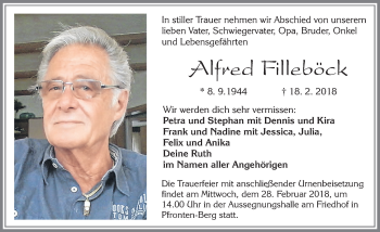 Traueranzeige von Alfred Filleböck von Allgäuer Zeitung, Füssen