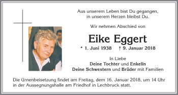 Traueranzeige von Eike Eggert von Allgäuer Zeitung, Füssen
