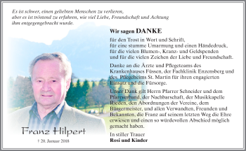 Traueranzeige von Franz Hilpert von Allgäuer Zeitung, Füssen