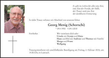 Traueranzeige von Georg Menig von Memminger Zeitung