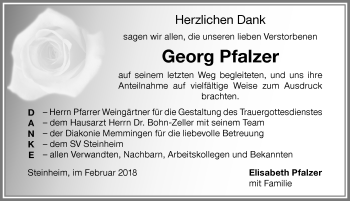 Traueranzeige von Georg Pfalzer von Memminger Zeitung