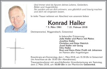 Traueranzeige von Konrad Hailer von Allgäuer Zeitung, Marktoberdorf