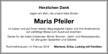 Traueranzeige von Maria Pfeiler von Memminger Zeitung