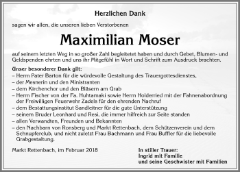 Traueranzeige von Maximilian Moser von Allgäuer Zeitung