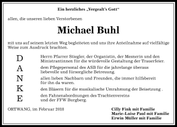 Traueranzeige von Michael Buhl von Allgäuer Anzeigeblatt