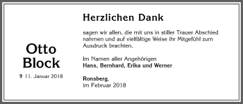 Traueranzeige von Otto Block von Allgäuer Zeitung, Marktoberdorf