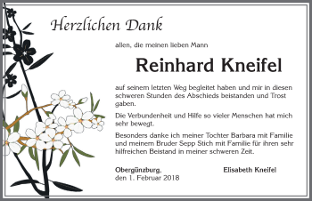 Traueranzeige von Reinhard Kneifel von Allgäuer Zeitung, Marktoberdorf