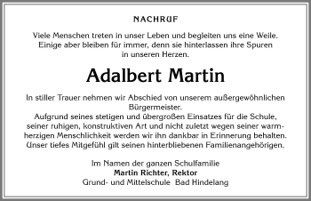 Traueranzeige von Adalbert Martin von Allgäuer Anzeigeblatt