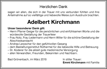 Traueranzeige von Adelbert Kirchmann von Memminger Zeitung