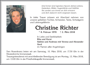 Traueranzeige von Christine Richter von Allgäuer Anzeigeblatt