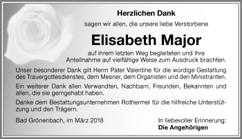 Traueranzeige von Elisabeth Major von Memminger Zeitung